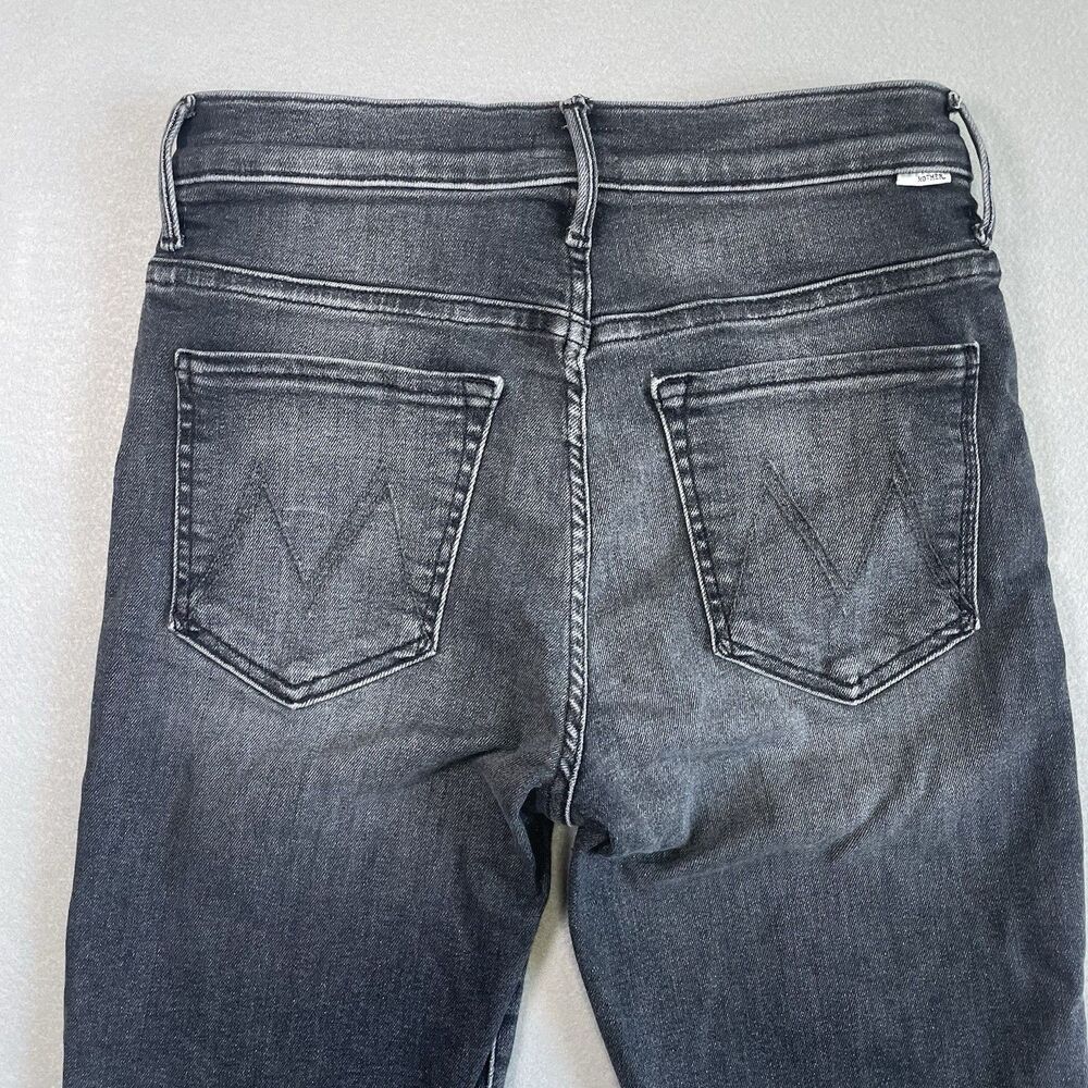 Mother The Insider Crop Step Fray Jeans Black Up In Smoke Wash High Rise ~27 - Picture 11 of 14